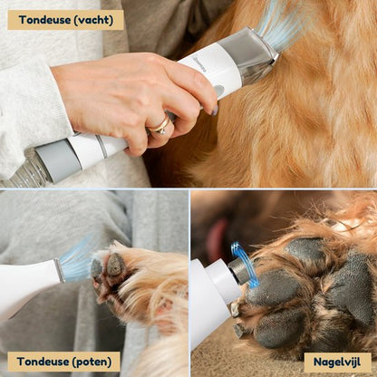 Hondentondeuse Met Stofzuiger - 20-Delig - 1,5L Opvangbak - Hondentrimmer Tondeuse - Honden Tondeuse - Honden Trimset - Incl. Video & E-book - Groomzo