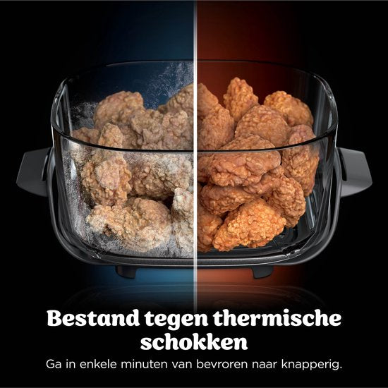 Ninja CRISPi PRO 7-in-1 Glazen Airfryer met 7 functies - Airfryen, Bakken, Braden, Rijzen, Drogen. Max Crisp en Opnieuw krokant maken - 2.3 liter en 5.7 liter glazen schaal - PFAS vrij koken - Stone - AS101EULG