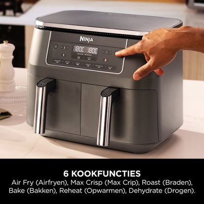 Ninja Dubbele Airfryer XXL - 7.6 L - Nieuw 2026 Model - 40 tot 240 Graden - 2470 W Vermogen - Dual Zone Technologie - DZ300EU