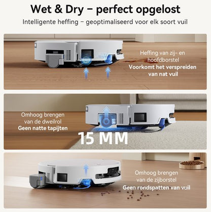 ECOVACS DEEBOT T90 OMNI – Robotstofzuiger – OZMO Roller dweil – 30.000 Pa –ZeroTangle 4.0 Anti-tangle –AIVI 3D obstakelvermijding–Zelfreinigend– Voor harde vloeren & tapijt–Wit–T80 Upgrade