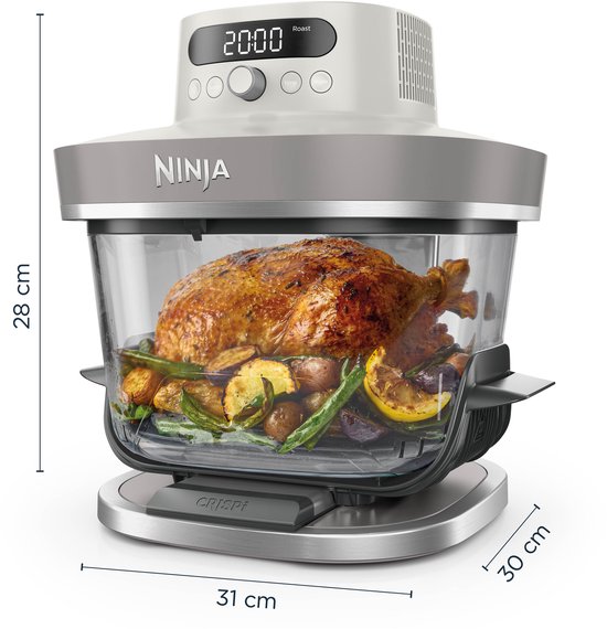 Ninja CRISPi PRO 7-in-1 Glazen Airfryer met 7 functies - Airfryen, Bakken, Braden, Rijzen, Drogen. Max Crisp en Opnieuw krokant maken - 2.3 liter en 5.7 liter glazen schaal - PFAS vrij koken - Stone - AS101EULG