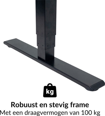 Zit-sta bureau elektrisch verstelbaar - MRC PRO NEN-EN 527 | 120 x 80 cm | frame zwart - blad bruin eiken | Memory functie met USB | 150kg draagvermogen