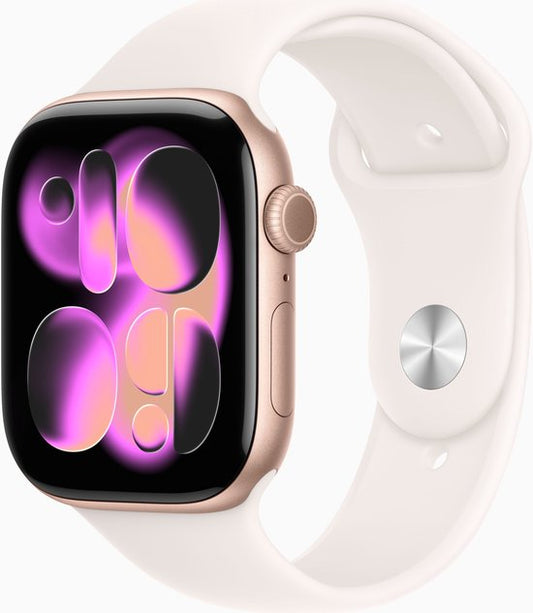 Apple Watch 11 - Wifi - 42mm - Rose Goudkleurig Aluminium Case with Light Blush Sport Band - S/M
