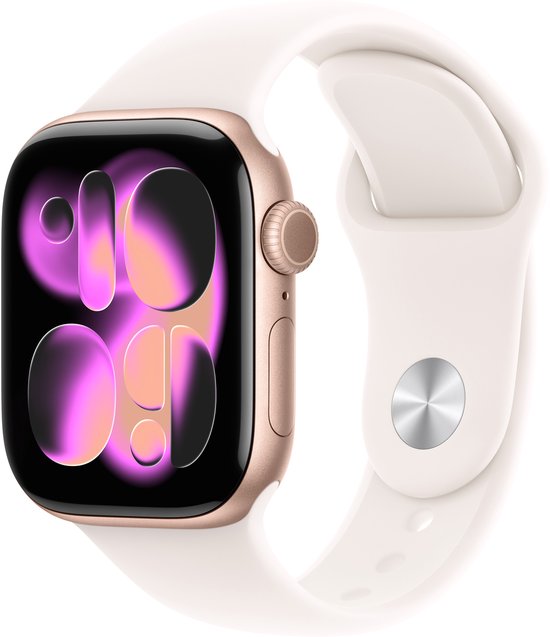 Apple Watch 11 - Wifi - 42mm - Rose Goudkleurig Aluminium Case with Light Blush Sport Band - S/M