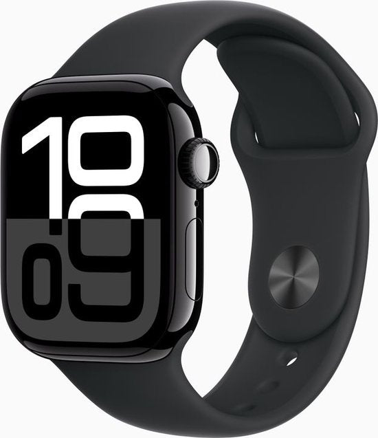 Apple Watch Series 10 - Wifi + 4G - 46mm - Zwarte Aluminium Case met Zwart Sportbandje - M/L