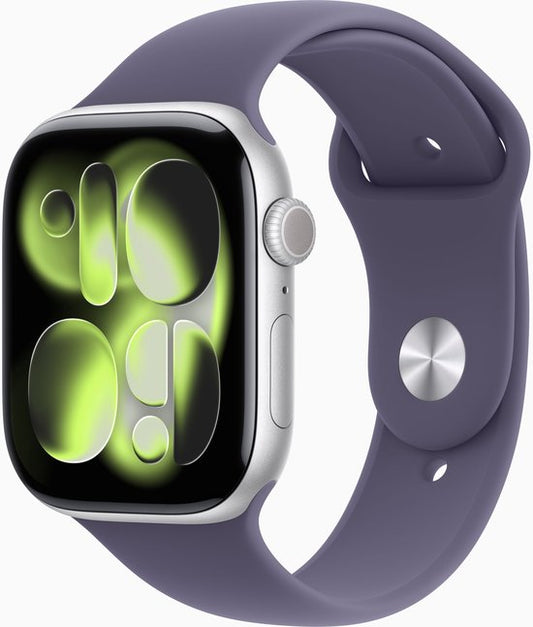 Apple Watch 11 - Wifi - 42mm - Zilverkleurig Aluminium Case with Purple Fog Sport Band - M/L