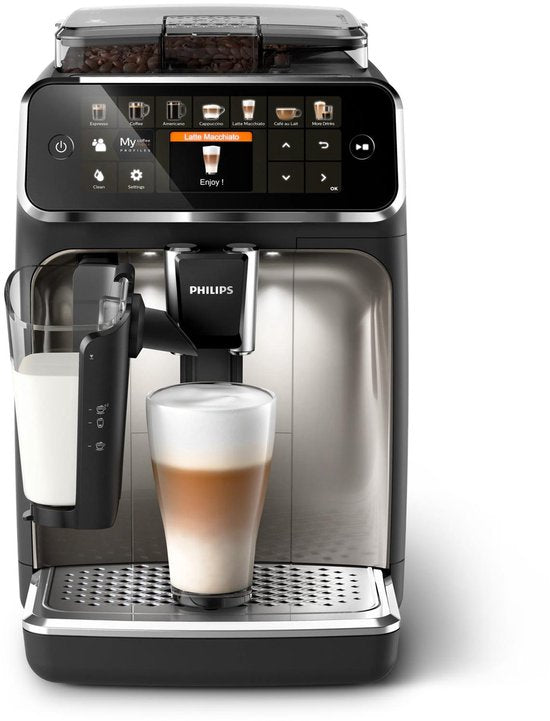 Philips 5400 Series - Espressomachine - 12 Verschillende Dranken - LatteGo Melksysteem - Keramische molen - AquaClean Filter - Volautomatisch - Zwart & Zilver - Koffiemachine met bonen - EP5447/90