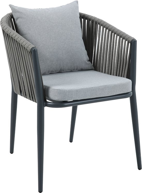AXI Chay Tuinset met 8 stoelen Houtlook/antraciet – Gepoedercoat aluminium frame – 8 Personen - Dining set met kussens voor balkon, tuin en terras - Weerbestendig