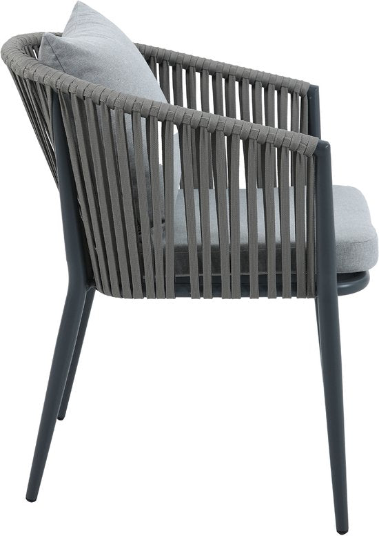 AXI Chay Tuinset met 8 stoelen Houtlook/antraciet – Gepoedercoat aluminium frame – 8 Personen - Dining set met kussens voor balkon, tuin en terras - Weerbestendig