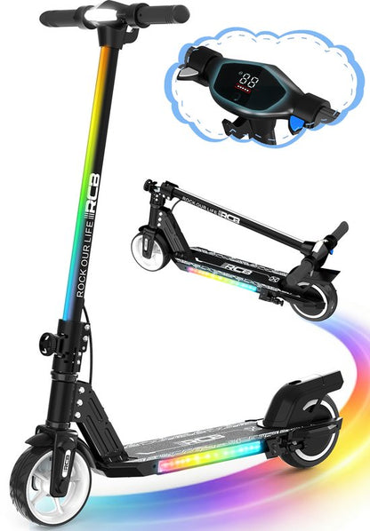 RCB Elektrische Step Kinderen - 6.5 inch- Verlichting - 5/10/15 km/u - zwart