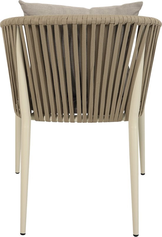 AXI Chay Tuinset met 8 stoelen Houtlook/beige – Gepoedercoat aluminium frame – 8 Personen - Diningset met kussens voor balkon, tuin en terras - Weerbestendig