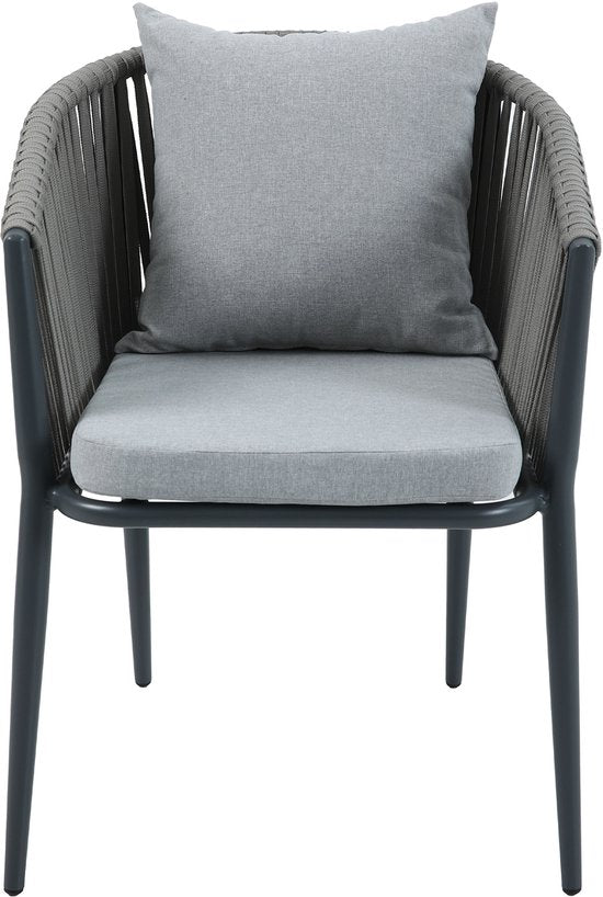 AXI Chay Tuinset met 8 stoelen Houtlook/antraciet – Gepoedercoat aluminium frame – 8 Personen - Dining set met kussens voor balkon, tuin en terras - Weerbestendig