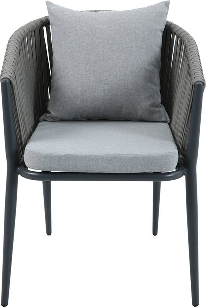 AXI Chay Tuinset met 8 stoelen Houtlook/antraciet – Gepoedercoat aluminium frame – 8 Personen - Dining set met kussens voor balkon, tuin en terras - Weerbestendig