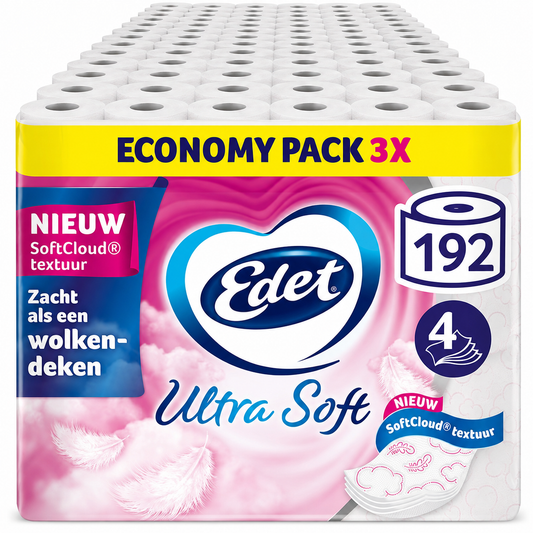Edet Ultra Soft Toiletpapier - 4-laags - 192 rollen - Voordeelverpakking