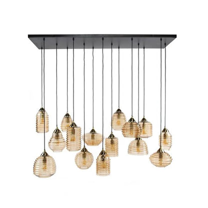 Lucy 15-lichts Hanglamp Rib glas Amber
