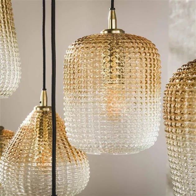 Claude 9-lichts Hanglamp Amberkleurig glas