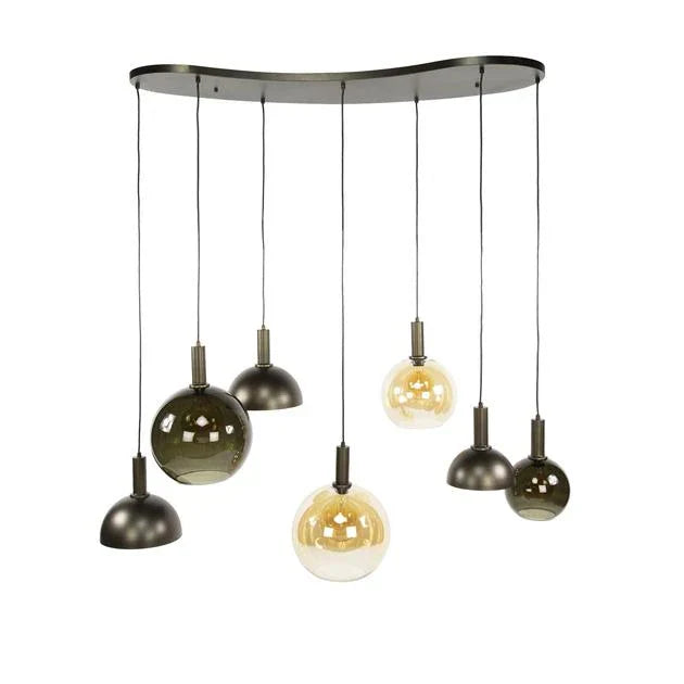 Clemenza 7-lichts Hanglamp Bruin/Amber