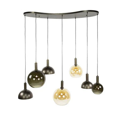 Clemenza 7-lichts Hanglamp Bruin/Amber
