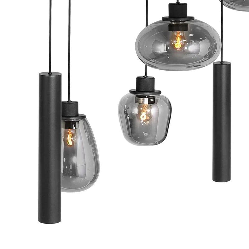 Curtis 6+3 lichts Hanglamp Smoke