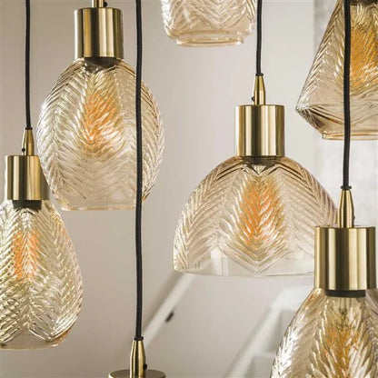 Mandy 9-lichts Hanglamp getrapt Amberkleurig glas