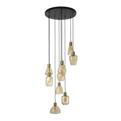 Mandy 9-lichts Hanglamp getrapt Amberkleurig glas