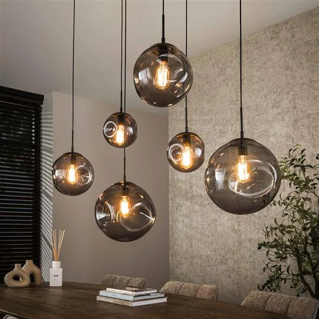Mika 6-lichts Hanglamp Smoke