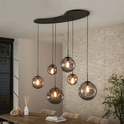 Mika 6-lichts Hanglamp Smoke