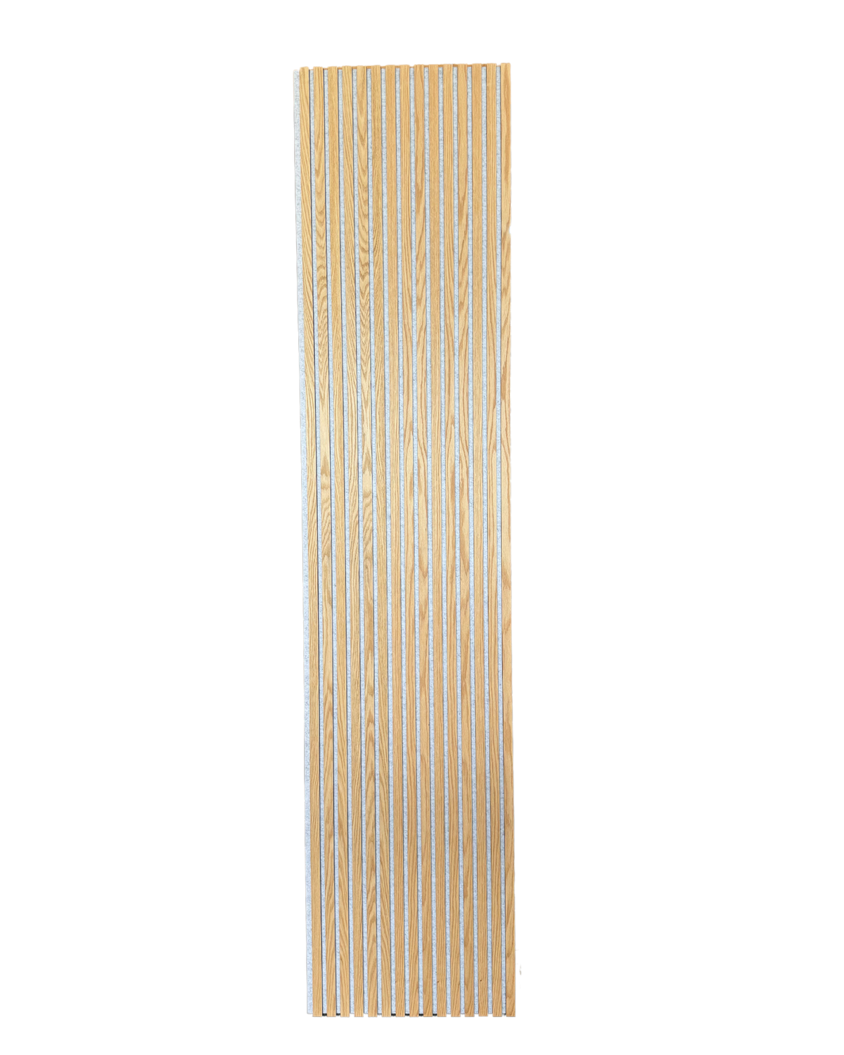 Akustisk vægpanel i eg med hvid filt – 270 × 60 cm
