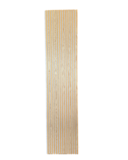 Akustisk vægpanel i eg med hvid filt – 270 × 60 cm