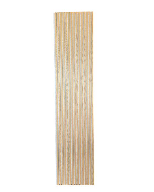 Akustisk vægpanel i eg med hvid filt – 270 × 60 cm