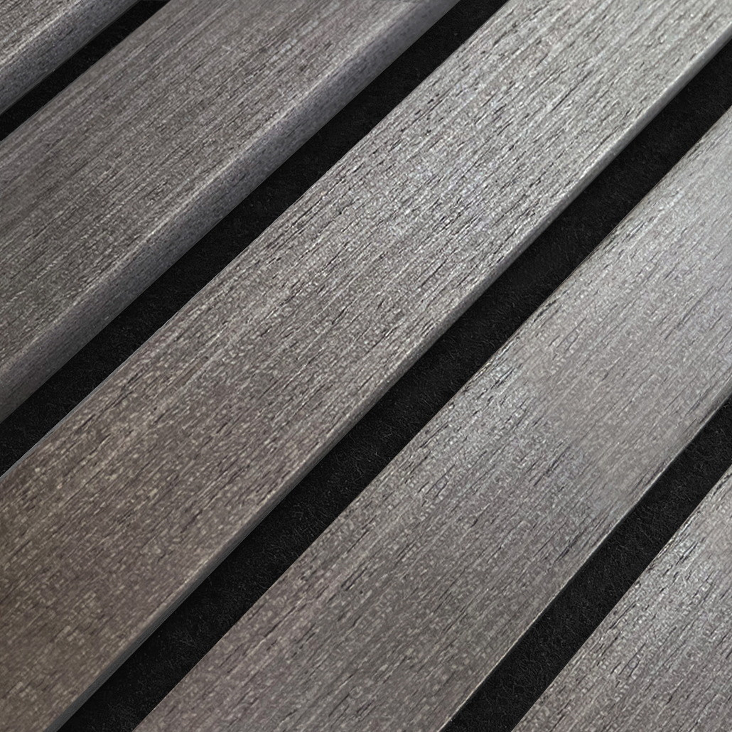 Akustikpanel i antracit – 240 × 60 cm, ægte træfiner