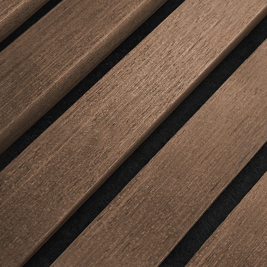 Akustikpanel i røget eg – 270 × 60 cm, ægte træfiner