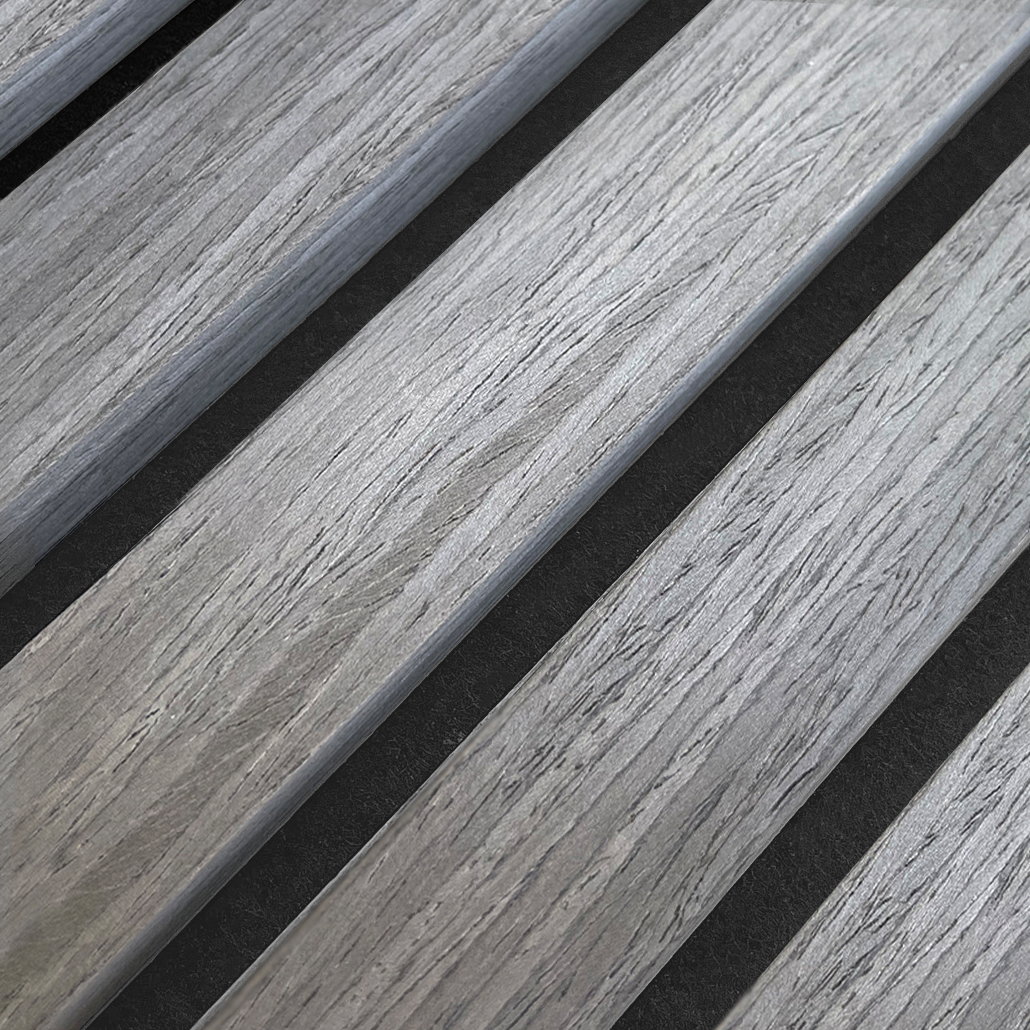 Akustikpanel i grå valnød – 270 × 60 cm, ægte træfiner