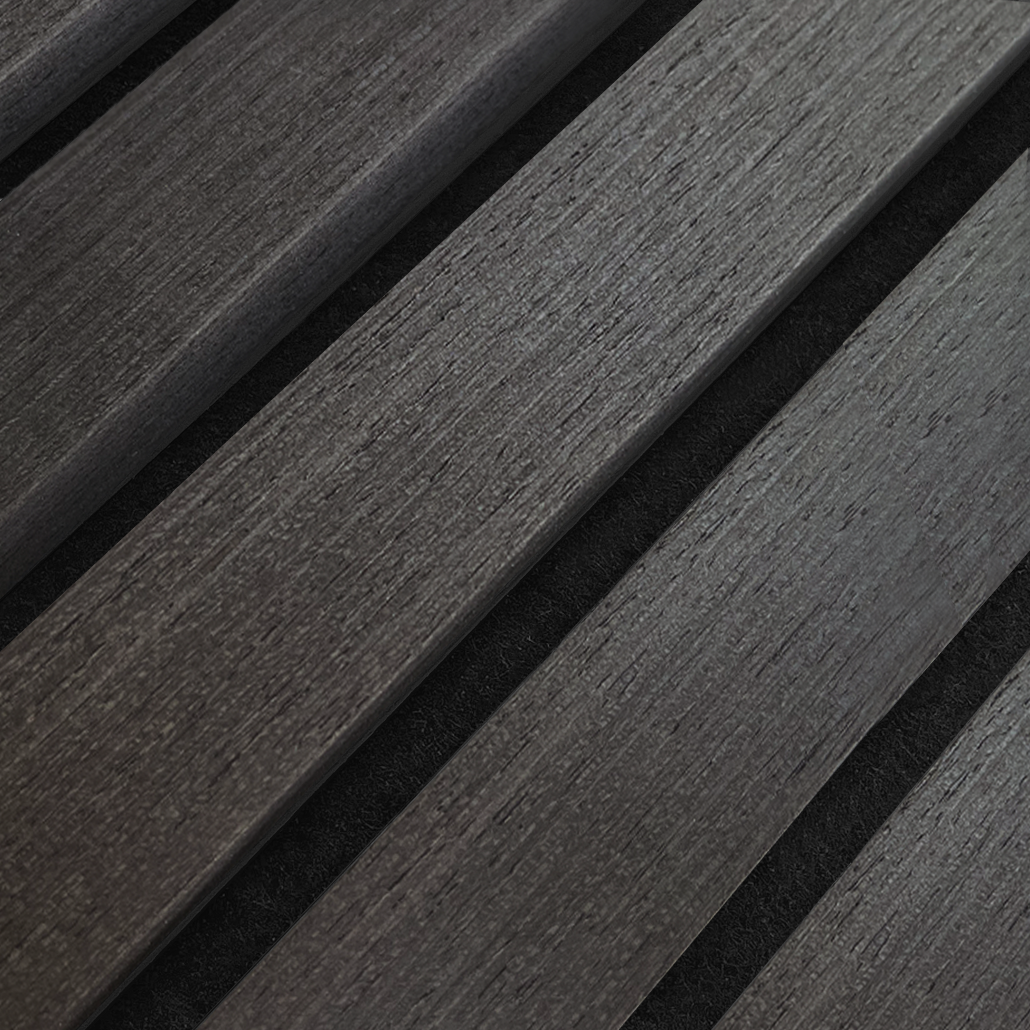 Akustikpanel i sort eg – 240 × 60 cm, ægte træfiner