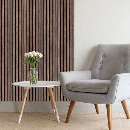 Akustikpanel i røget eg – 240 × 60 cm, ægte træfiner