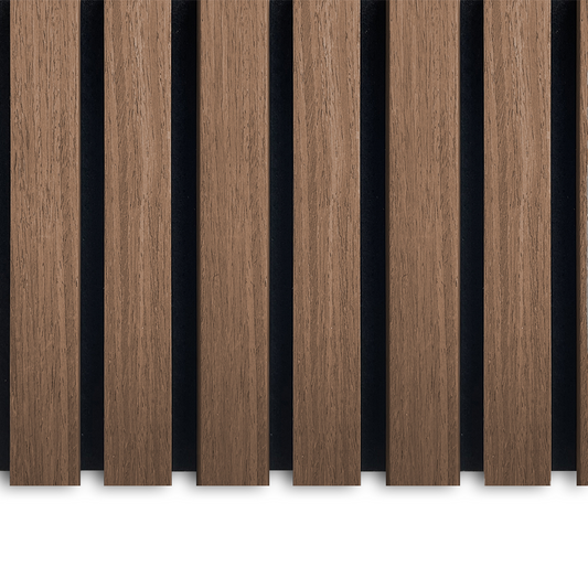 Akustikpanel i røget eg – 270 × 60 cm, ægte træfiner