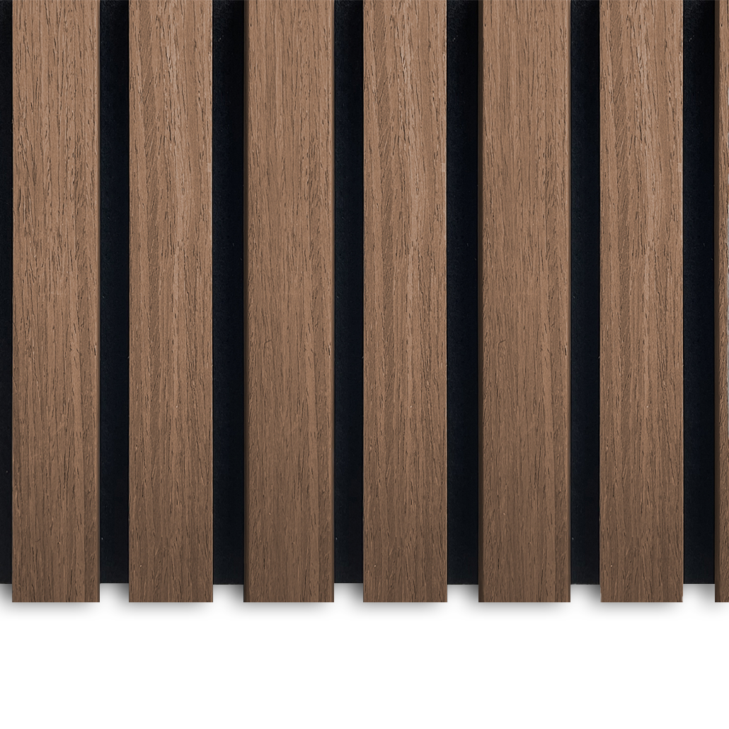 Akustikpanel i røget eg – 240 × 60 cm, ægte træfiner