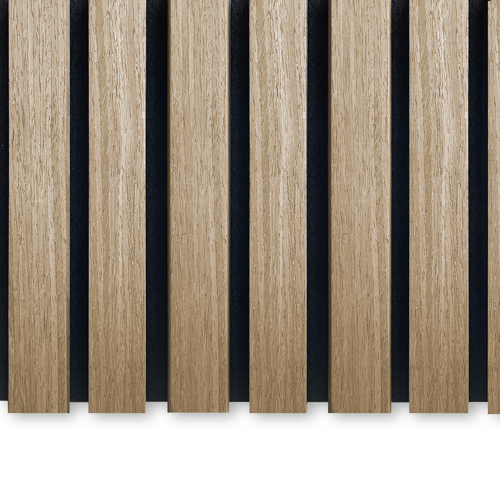 Akustikpanel i natur eg – 240 × 60 cm, ægte træfiner