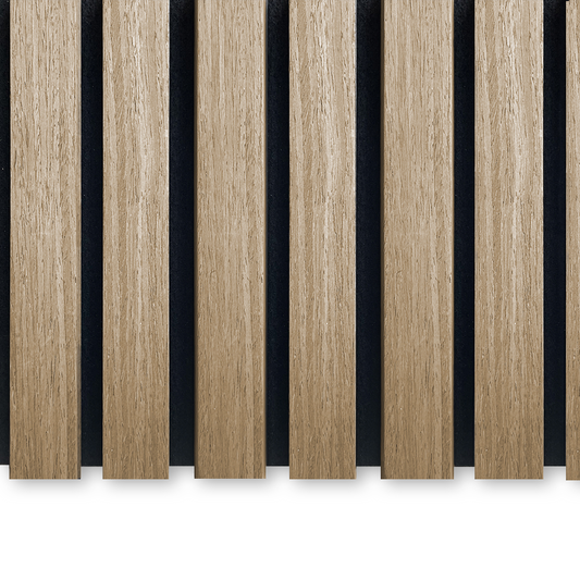 Akustikpanel i natur eg – 240 × 60 cm, ægte træfiner
