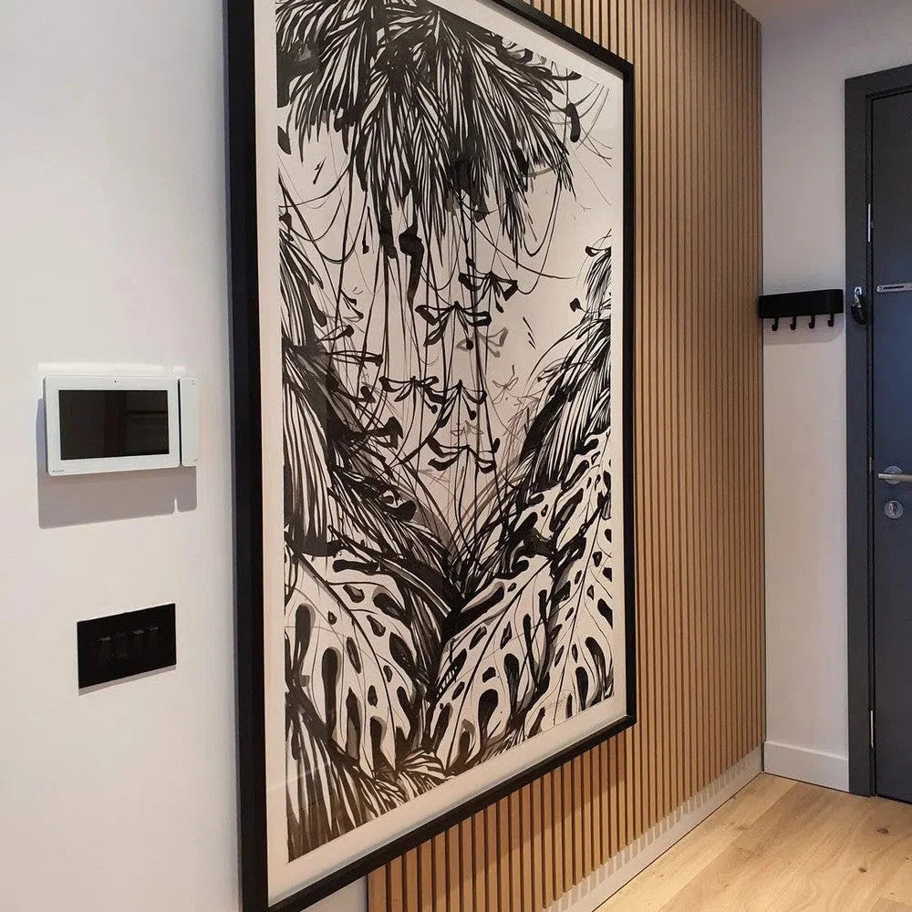 Akustikpanel i natur eg – 240 × 60 cm, ægte træfiner