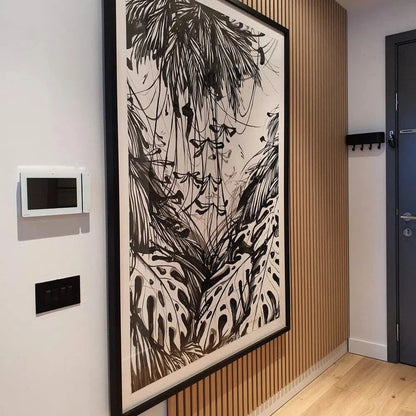 Akustikpanel i natur eg – 240 × 60 cm, ægte træfiner