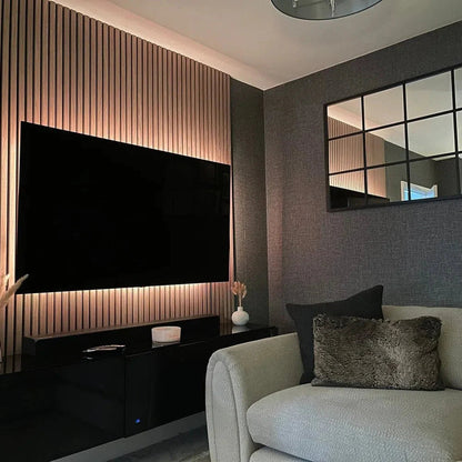 Akustikpanel i natur eg – 240 × 60 cm, ægte træfiner