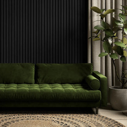 Akustikpanel i sort eg – 240 × 60 cm, ægte træfiner