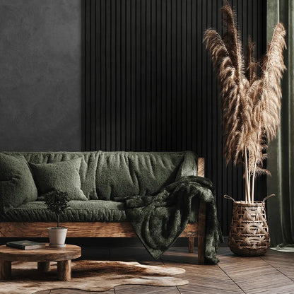 Akustikpanel i sort eg – 270 × 60 cm, ægte træfiner