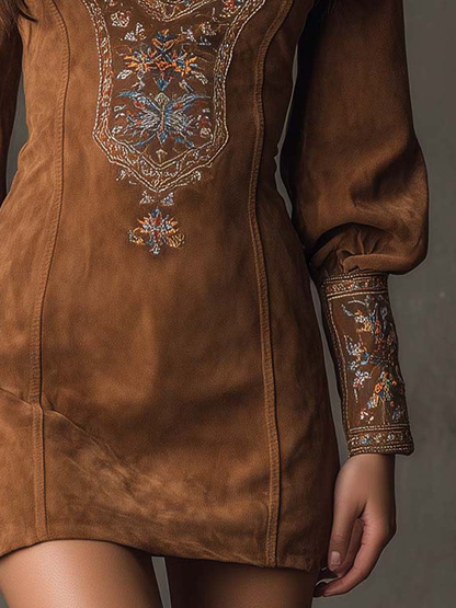 Korte jurk met suède-effect