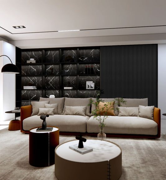 Akustikpanel i sort eg – 240 × 60 cm, ægte træfiner