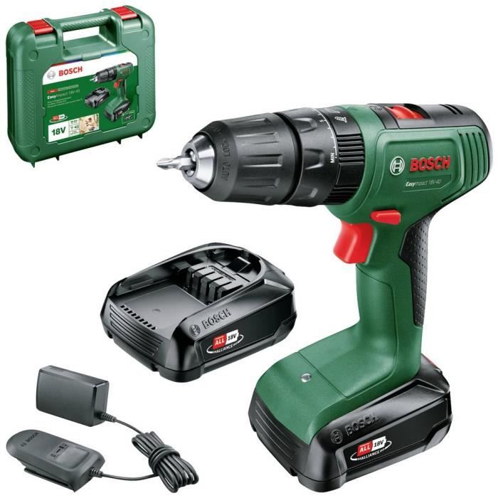 Perceuse à percussion Bosch EasyImpact 18V-40 – 2 batteries 2 Ah et coffret – photo 1