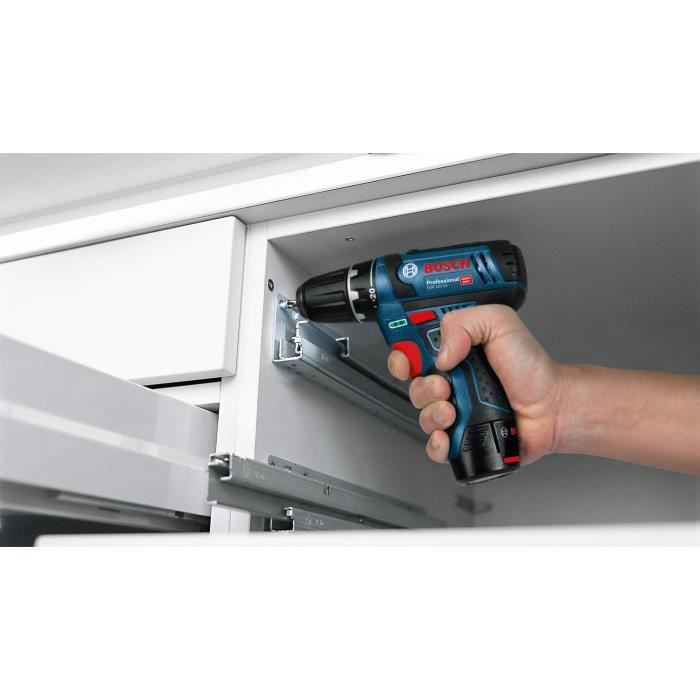 Perceuse-visseuse Bosch Professional GSR 12V-15 – 2 batteries 2 Ah et 10 accessoires – photo 2