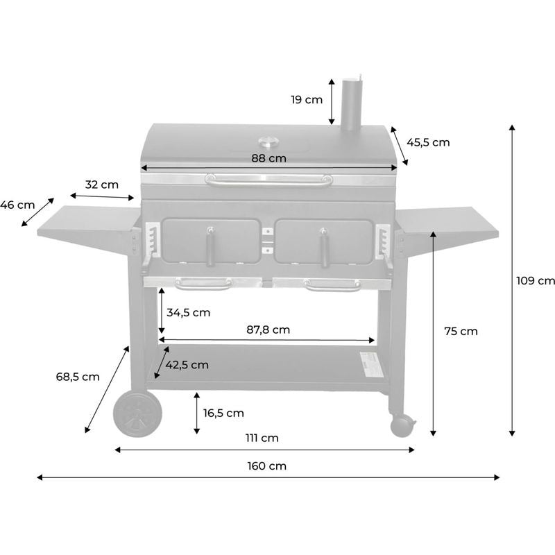 Barbecue Grill Charbon de Bois REVO Seville XL – Fumoir – Bac à Charbon Réglable