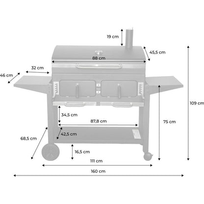 Barbecue Grill Charbon de Bois REVO Seville XL – Fumoir – Bac à Charbon Réglable